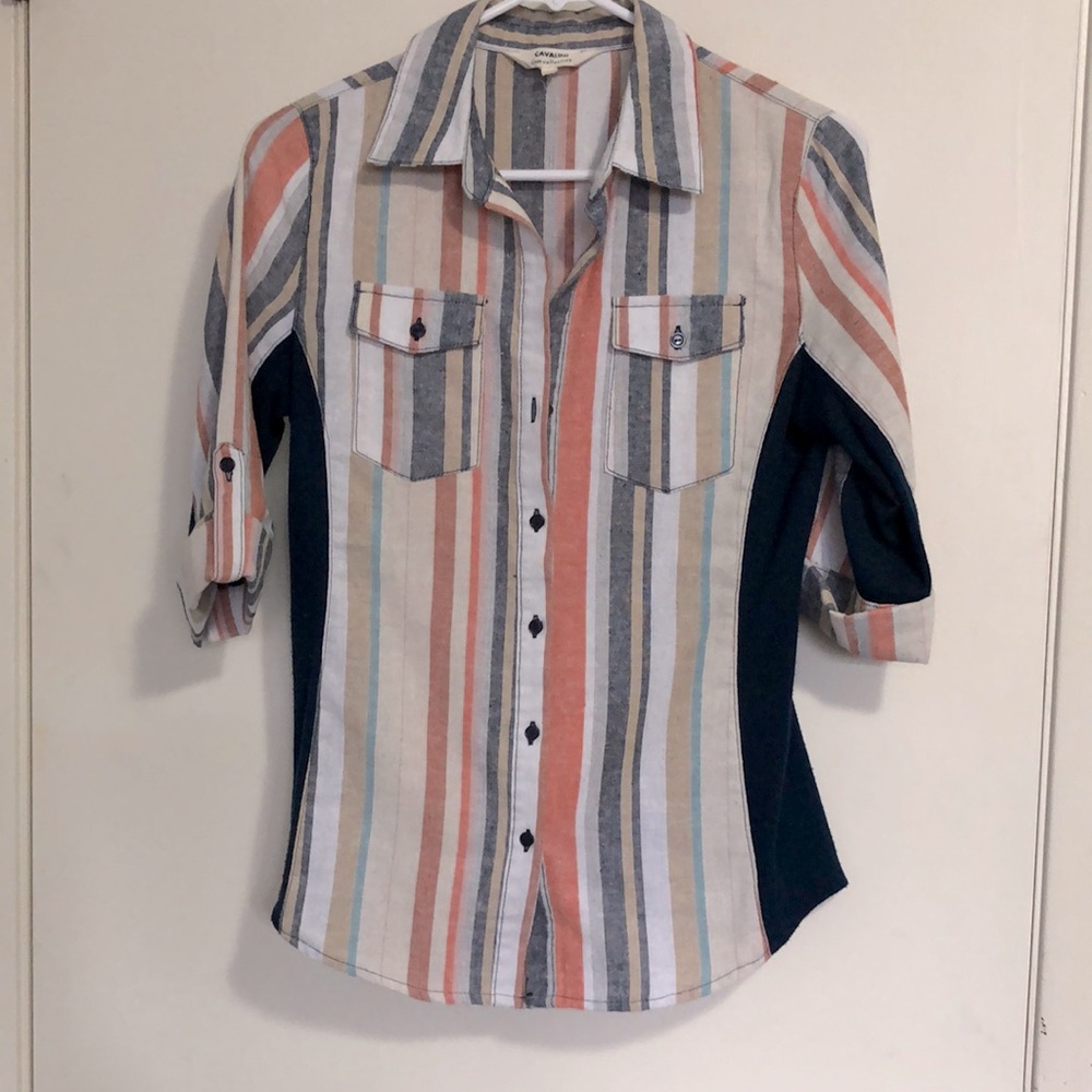 Colorful button down shirt. Small, fits like XS